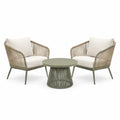 3-teiliges Garten-Set mit 2 Sesseln und rundem Tisch, Grau/Beige, Sessel je 70 x 70 x 78 cm, Tisch 60 x 60 x 45 cm