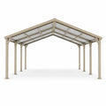 Gartenpavillon aus Metall mit transparentem Satteldach, Beige, 600 x 300 x 270 cm