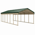 Carport aus Stahl mit Satteldach, 600 × 300 × 270 cm, Beige/Grün