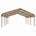 Freistehender Carport 600 × 300 × 270 cm aus Stahl und Polycarbonat, Braun/Transparent