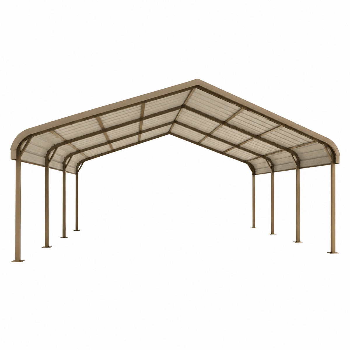 Freistehender Carport 600 × 300 × 270 cm aus Stahl und Polycarbonat, Braun/Transparent