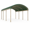Carport mit gewölbtem Polycarbonatdach, Metallrahmen, 500 × 300 × 250 cm, Grün/Beige