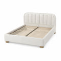 Polsterbett 160 × 200 cm in Creme, 174 × 218 × 110 cm, mit Bouclé-Bezug und Holzlattenrost