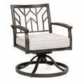 Drehbares Metallgestell mit Holzarmlehnen und beigefarbenem Sitzpolster, 78 x 72 x 98 cm, Schwarzbraun/Beige