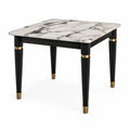 Esstisch 140 × 80 × 75 cm in Weiß, Schwarz und Goldfarben mit Marmoroptik