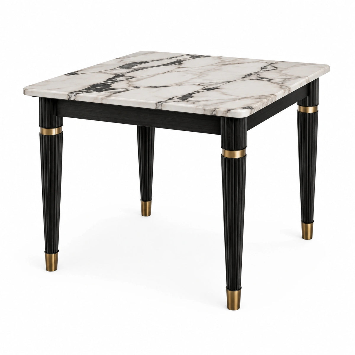 Esstisch 140 × 80 × 75 cm in Weiß, Schwarz und Goldfarben mit Marmoroptik