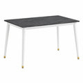 Esstisch 140 × 80 × 75 cm in Schwarz, Weiß und Gold mit Marmoroptik