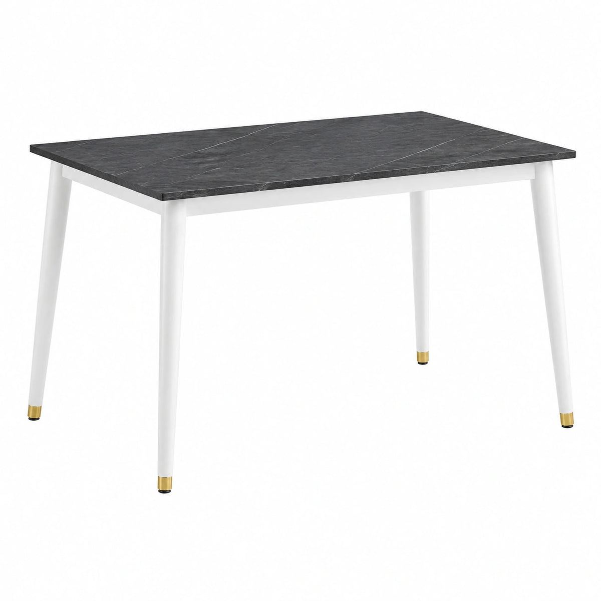 Esstisch 140 × 80 × 75 cm in Schwarz, Weiß und Gold mit Marmoroptik