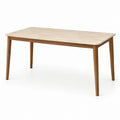 Rechteckiger Esstisch 160 x 90 x 75 cm mit Natursteinplatte und Holzgestell in Beige/Braun