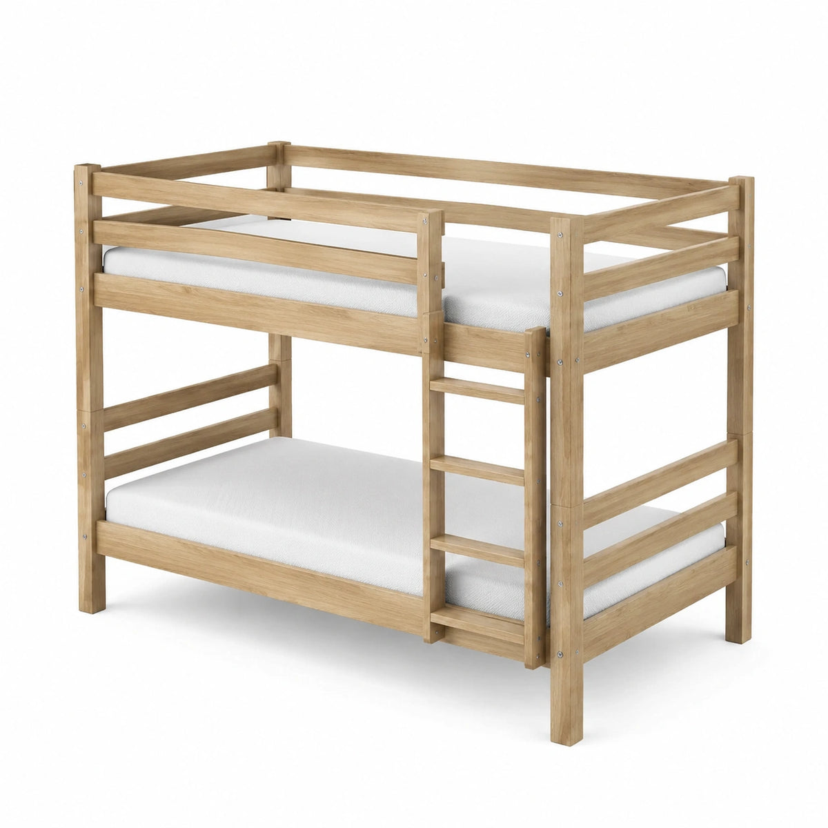 Etagenbett aus Naturholz, 210 × 100 × 160 cm, für Matratzen 90 × 200 cm, mit Leiter und Schutzgitter