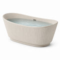 Freistehende Badewanne aus Mineralguss in Beige, 170 × 75 × 58 cm, gerippte Oberfläche