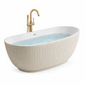 Freistehende ovale Acrylbadewanne 170 × 80 × 58 cm Weiß mit Rillenstruktur