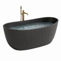 Freistehende ovale Badewanne aus Acryl, 170 x 75 x 58 cm, Schwarz, geriffelte Außenseite