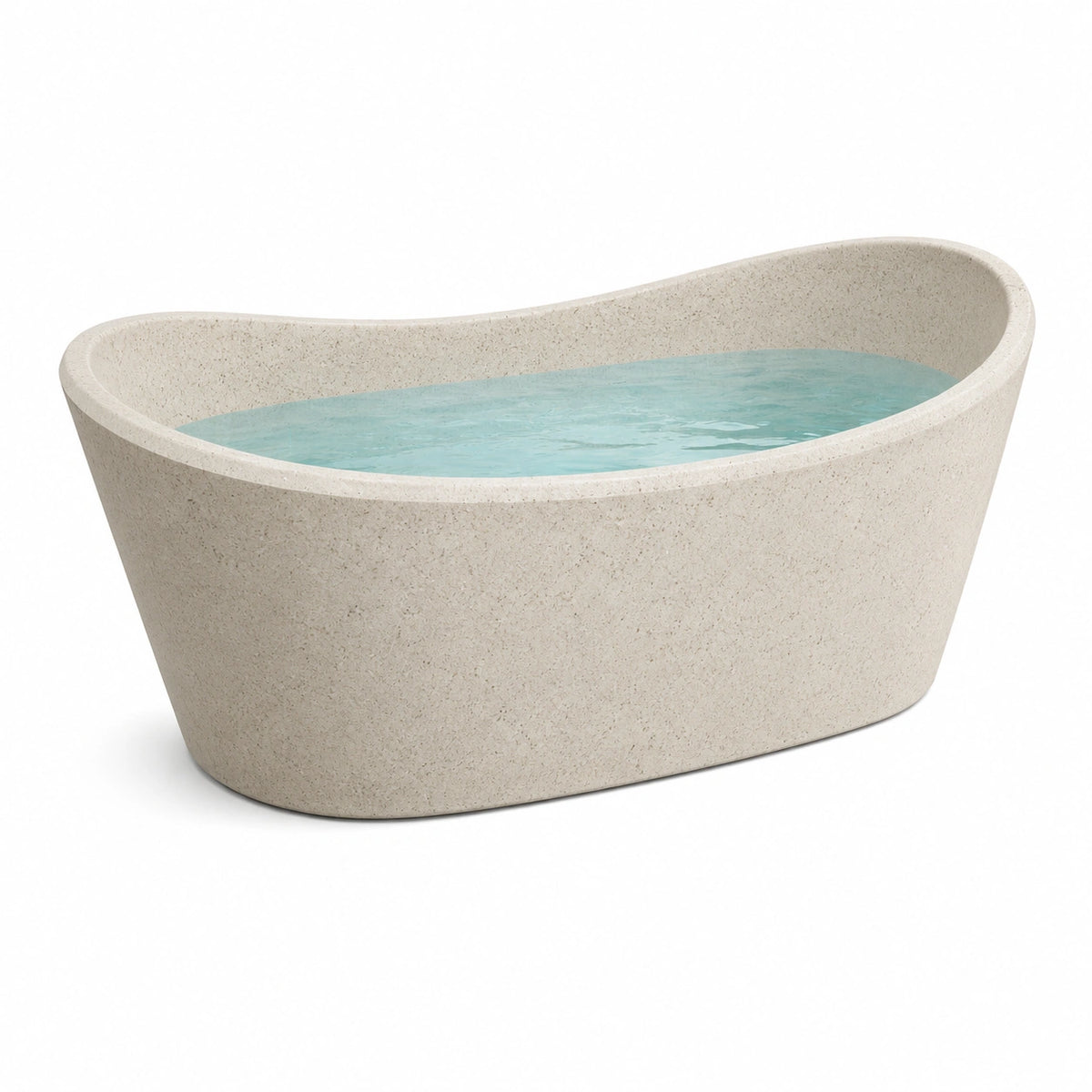 Freistehende Mineralguss-Badewanne Beige, 170 x 80 x 58 cm, oval