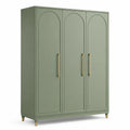 Klassischer Kleiderschrank 150 × 55 × 200 cm mit 3 Türen in Salbeigrün und Gold