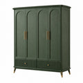 Kleiderschrank 120 × 55 × 190 cm in Dunkelgrün mit Goldakzenten, 4 Türen und 2 Schubladen