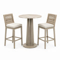 3-teiliges Bartisch-Set in Beige/Creme – Tisch Ø 90 × 105 cm, 2 Barstühle 45 × 55 × 110 cm
