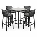 5-teiliges Barset mit 4 Barstühlen, Schwarz/Grau, Tisch 120 × 60 × 105 cm